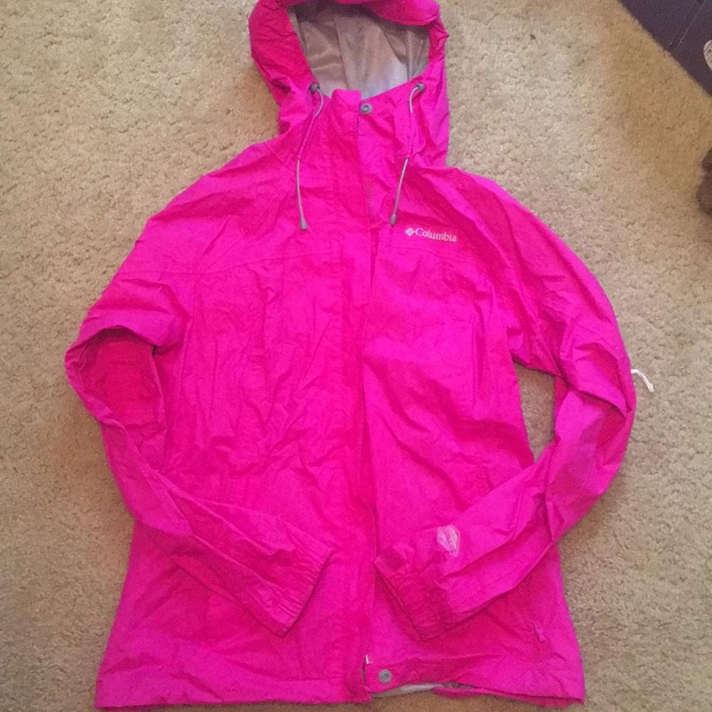 Hot pink Columbia rain coat